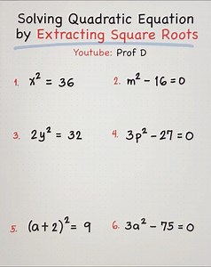 105K views · 5.5K reactions | How to Solve Quadratic Equations using Extracting Square Roots 樂 | Prof D | Facebook