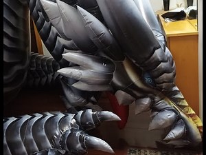 Inflatable Steel Dragon inflating and Riding (first person perspective)