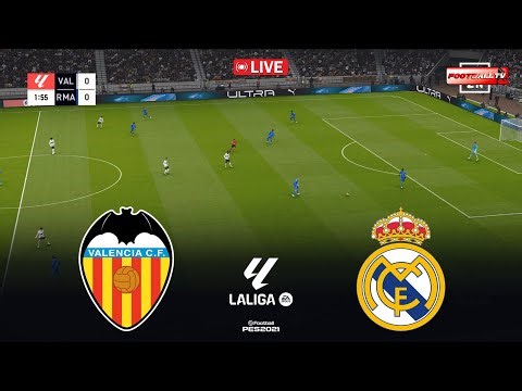 🔴Valencia vs Real Madrid - La Liga 2025/26 Match | Pes 21 Gameplay Simulation