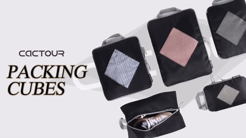 Tripped Compressible Packing Cubes for Travel - Lightweight Compression Essentials for Carry-On Suitcase - Black