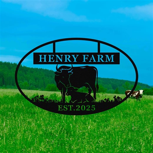Personalized Metal Farm Sign,custom Cow Farm Name Sign,farm Gate Signs,large Farm Sign,ranch Outdoor Sign,cow Decor Wall Art,christmas Gift - Etsy