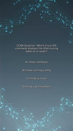CCNA Quiz: Which Cisco IOS command displays the IPv4 routing table on a router?