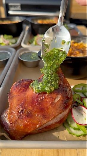 Smoked Duck Legs with Charred Scallion Chimichurri