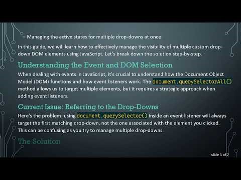 Managing the Behavior and Visibility of Custom Drop-Down DOM-Elements in JavaScript