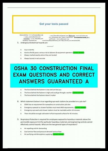 OSHA 30 CONSTRUCTION FINAL EXAM QUESTIONS AND CORRECT ANSWERS GUARANTEED A video