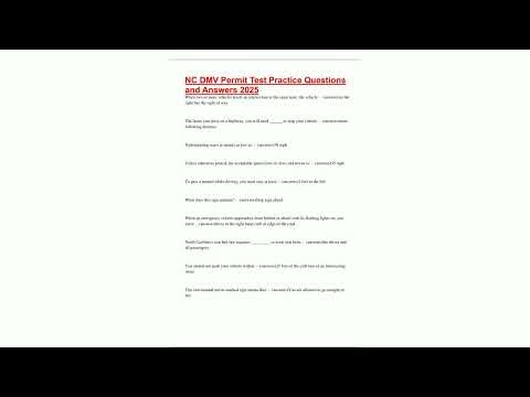 NC DMV Permit Test Practice Questions and Answers 20255