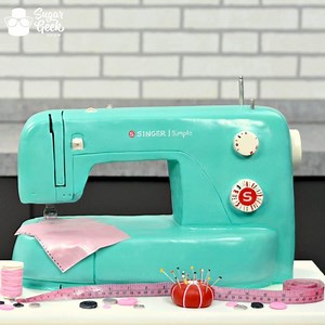 Sewing Machine Cake Tutorial (gravity defying) | Sugar Geek Show
