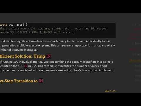 Performance Comparison: IN vs Multiple SQL Queries in Loops