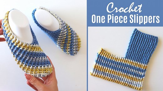 Easy Crochet Slippers From A Rectangle Free Pattern And Video Tutorial
