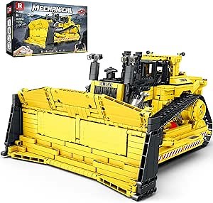 Reobrix D11 Bulldozer Building Set,APP Remote Control Loader RC Bulldozer Construction Toy with 2.4GHz Multi-Player Mode 22001,Tractor Sets for Birthday,1836PCS