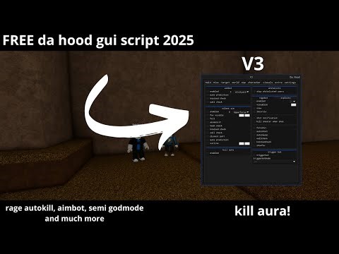 "FREE" da hood gui script 2025, V3. Rage autokill, vault farm, semi godmode, desync and much more