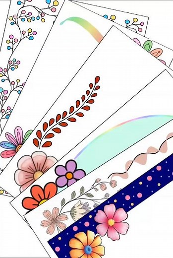 6 Pretty Border Designs/ Front Page Designs/ Project Work/A4 Art/ Border Patterns