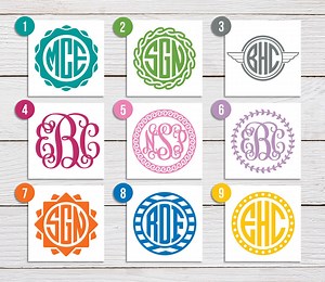 Monogram Vinyl Decal, Monogram Sticker - Personalized Monogram, Circle or Script - Car Decal, Laptop Sticker, Phone Sticker - Etsy