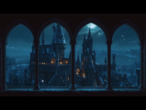 Harry Potter Castle Window View – 4K Fake Window Projector | Cozy Winter Ambience