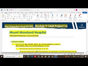 SAM Project 1a Excel 3652021 Module 9 | Mount Moreland Hospital