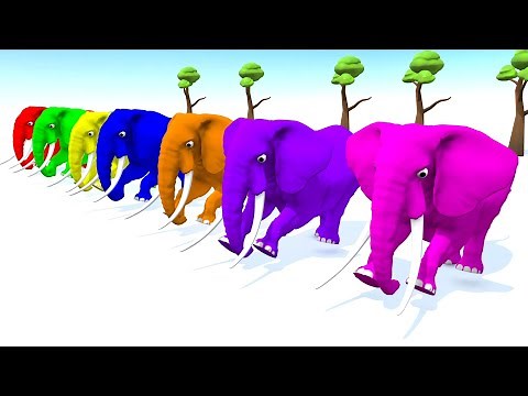Learn Colors with Animals for Children | Colour Elephant Rhymes | Learning Video for Kids, Toddlers