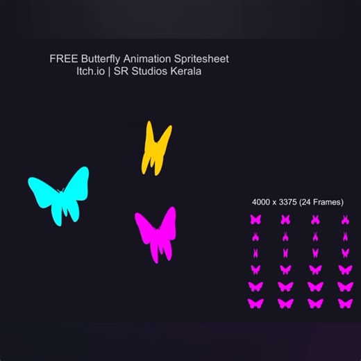 FREE Butterfly flying 2D animation Sprite sheet for game design. Unity, godot ready sheets. itch. io