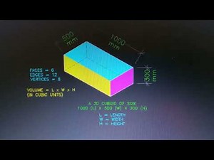 A 3D cuboid of size 1000x500x300 mm | 3d shape of cuboid | dimensions of a cuboid