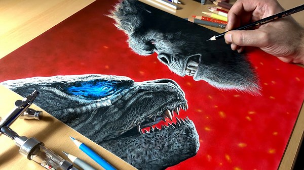 Godzilla vs Kong comes to life in this epic drawing