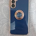 LeYi for Samsung A16-5G Case: 2 Pack Tempered Glass Screen Protector and 360° Rotatable Ring Holder Magnetic Kickstand, Plating Rose Gold Edge for Galaxy A16 5G Case, Blue