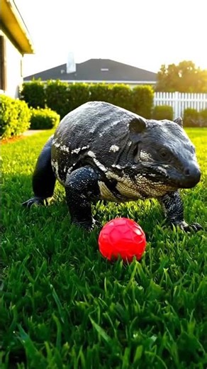 Is This a Lizard or a Puppy 🐶 Argentine Tegu Chasing a Ball is The Cutest Thing You'll See Today!