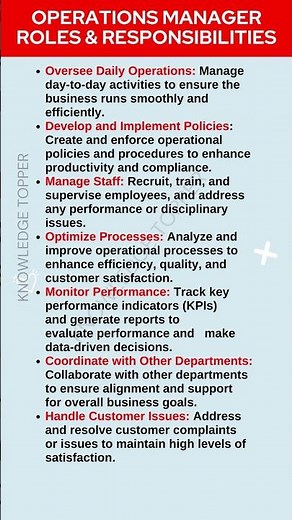 Operations Manager Roles and Responsibilities | Operations Manager Skills | Operations Manager Job