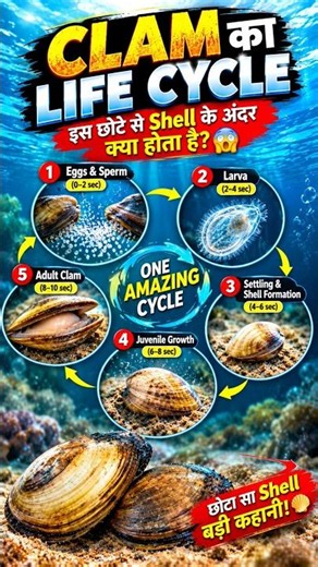 Giant Clam Life Cycle |From Tiny Larva to Giant Shell #lifecycle #clam #giantclam. #ocean #nature