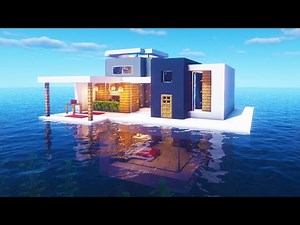 Minecraft Tutorial: How To Make A Modern House on The Water With a Hidden Base "2020 Tutorial"