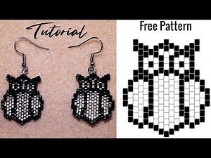 Beaded Owls Earrings - Brick Stitch Tutorial. Free pattern included.