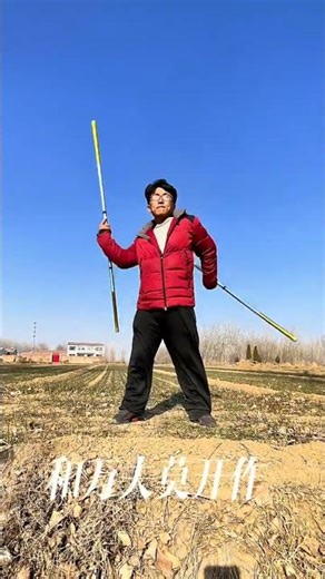 Double stick teaching, right hand flying dragon, left hand following. # Stick dance teaching # Monk