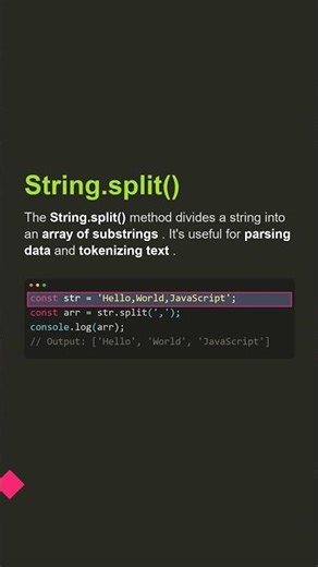⚡ String.split() - JavaScript Trick You NEED #Shorts