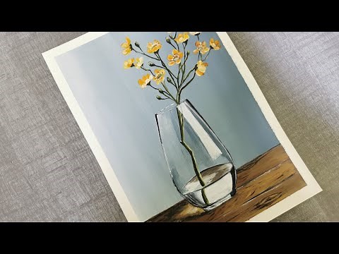 Easy Glass Vase Acrylic Painting for Beginners ||Step-by-Step Tutorial