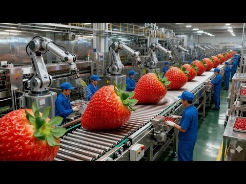 Inside a Modern Factory: Strawberry Cake Making – Full Process Revealed