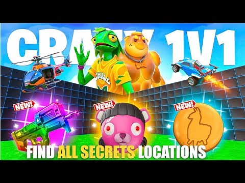 CRAZY 1V1 FFA ALL GUNS & RIDES MAP FORTNITE CREATIVE - ALL SECRETS LOCATIONS (SECRET CODE) PART 2