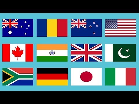 All country flags with names in the world 2019.