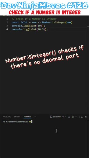 ⚡ Check if a Number is Integer | Dev Ninja Moves 126 #javascript #coding #javascriptinterview