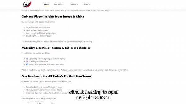 LiveScores-24 🌐 Official site for live football scores and match data