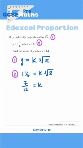 Most Repeated Edexcel DIRECT PROPORTION Exam Question #gcsemaths #math #directproportion #proportion