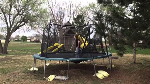 Double Backflip on Trampoline Ends in Fail