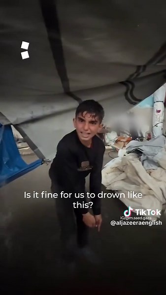 "We are drowning." Displaced Palestinians battle flooding in fragile ... | flooding