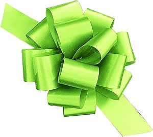 Amazon.com: PMU Pull String Bows - Gift Bows for Wedding, Birthdays & Anniversaries - Ribbon Bows for Flowers & Basket Decoration - Large Bow for Gift Wrapping - 5 Inch 20 Loops Lime Green- (10/pkg) Pkg/1 : Health & Household