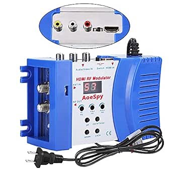 HDMI RF Modulator VHF UHF AV to Coaxial Converter, RCA HDMI to RF F Female SDR Adapter w/Channel Switch for Roku Fire Stick Cable Box HD TV Tuner Digital Composite Audio Video to Home NTSC Coax TV