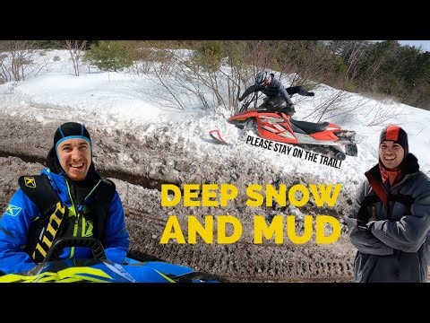 MAINE SNOWMOBILING: Deep snow in Millinocket! Mud and wrecks.....Spring Riding March 24'