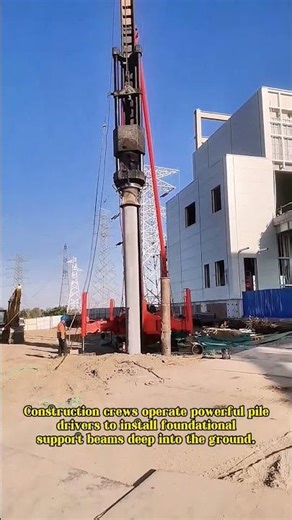 Pile Driving Operation: Heavy Hammer Installation