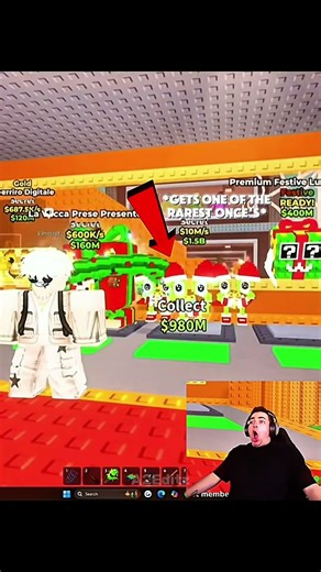 Steak Gifting This Kid Festive Lucky Blocks And He Got This ❤️‍🩹 #stealabrainrot #roblox