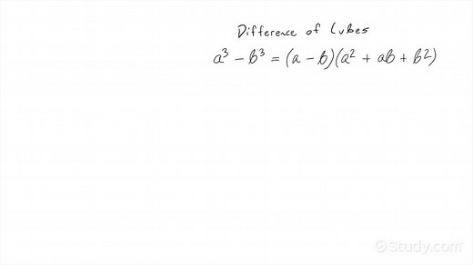 How to Factor the Difference of Cubes | Algebra | Study.com