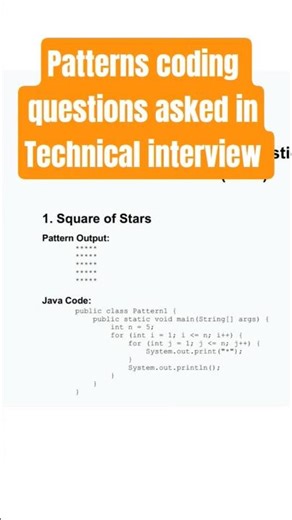 Top 10 Pattern Programs in Java for Coding Interviews #patterns #patternscoding