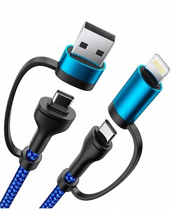 4 in 1 Multi Charging Cable 6 ft, 60W 3.1A USB to USB C Adapter Fast Charging Cord with USB C, for iPhone and Android Phone