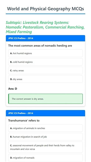 Livestock Rearing Systems: Nomadic Pastoralism, Commercial Ranching, Mixed Farming