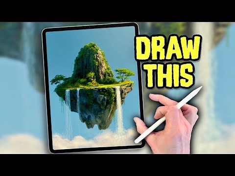 PROCREATE EASY Landscape Drawing Tutorial - Floating Island